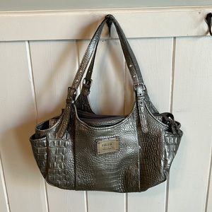 Silver Alligator leather purse by Nicole Miller